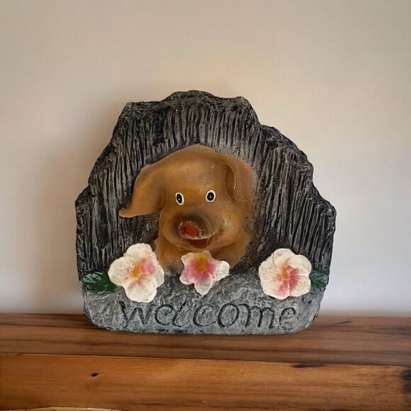 Home Welcome Sign Garden Sculpture Farm Animals Garden Piggies Statue - Picture 1 of 5